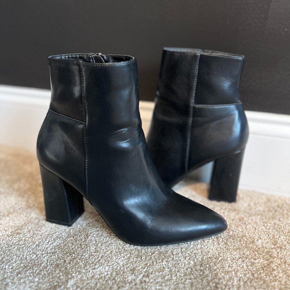 Madden Girl Leather Heeled Bootie with Zipper